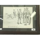 Militaria/World War One: Tommies at the shooting range, ink and pencil. Signed R. H. Brock. 12ins. x
