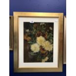 Paintings: Oil on canvas, still life 'Chrysanthemums', unsigned. 11¾ins. x 15½ins.