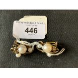 The Lady Lowry Jewellery Collection: Cultured freshwater blister pearl x 3 earrings. Gold set (