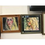 Peter Collins ARCA 1923-2001: Wax crayon two impressionist studies of women, studio stamped. 13½ins.