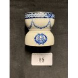 WHITE STAR LINE: OSNC blue and white double ended egg cup.