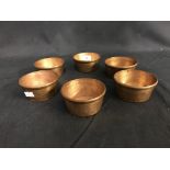 R.M.S. QUEEN MARY: Set of six beaten copper art deco finger bowls marked Cunard White Star to