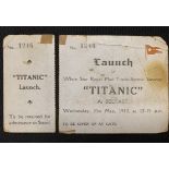 R.M.S. TITANIC: An extremely rare ticket to the Launch of R.M.S. Titanic on 31st May 1911. The