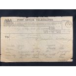 R.M.S. TITANIC - WILLIAM HENRY HARRISON ARCHIVE: Post office telegram dated April 19th sent to