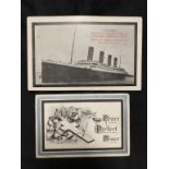 R.M.S. TITANIC: Post-disaster real photo postcard plus a memoriam card etc (3).