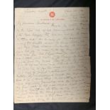 R.M.S. TITANIC/S.S. LAPLAND: On board letter during return voyage. Handwritten letter, two sided