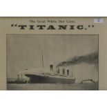 R.M.S. TITANIC: Print "Titanic leaving Belfast" circa 1912, signed by survivor B.W Dean. Framed