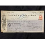 R.M.S. LUSITANIA: Relief fund cheque for a Third-Class British passenger E.J. Bishop from