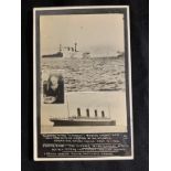 R.M.S. TITANIC: Rare real photo Titanic/iceberg photo postcard featuring William Stead.