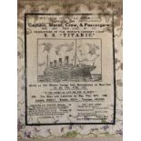 R.M.S. TITANIC: In memoriam S. Burgess Titanic souvenir napkins. 11ins. x 13ins.