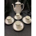 CUNARD: Queen Elizabeth II Wedgwood coffee pot and four demitasse cups and saucers (5).