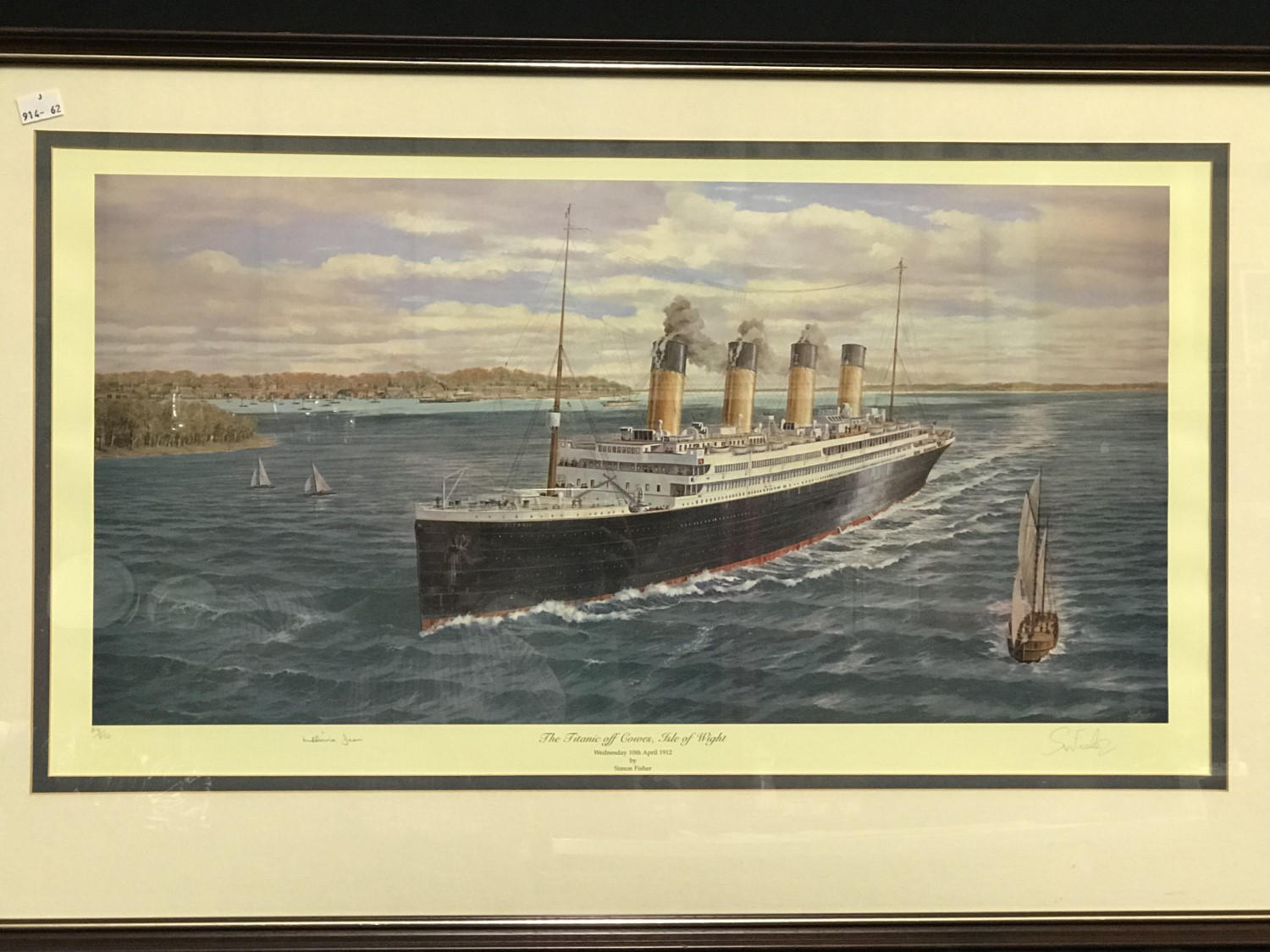 R.M.S. TITANIC: Limited edition prints "Titanic the Maiden Departure", "Titanic off Cowes", signed - Image 2 of 4