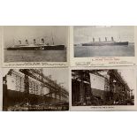 R.M.S. OLYMPIC: Postcards to include Olympic on stocks at Harland & Wolff prior to the launch.