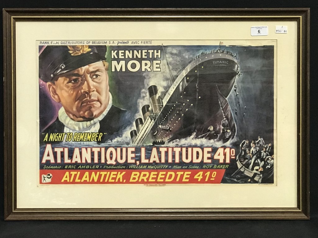 R.M.S. TITANIC: "A Night to Remember" (Atlantique Latitude 41°) poster by Rank Film Distributers,