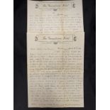 R.M.S. TITANIC: Second Class passenger and victim Leonard Hickman handwritten two page letter to his