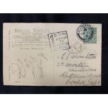 R.M.S. TITANIC: Able seaman Thomas William Jones, handwritten postcard, dated 27th August 1913.