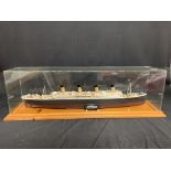 R.M.S. TITANIC: 21st Century model of the liner in a glass case. 30ins.