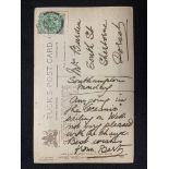 R.M.S. TITANIC: Third Officer Herbert Pitman handwritten and signed postcard relating to an upcoming