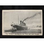 R.M.S. TITANIC: Solomon Brothers postcard of "Titanic starting on her First and Last Voyage".