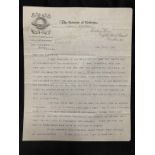 R.M.S. TITANIC: First Class passenger and victim William Stead signed letter on Review of Reviews