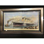 R.M.S. TITANIC: Simon Fisher limited edition print "Titanic the Maiden Departure", signed by