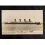 R.M.S. TITANIC: Debenham of Cowes real photo of Titanic at sea.