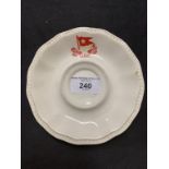 R.M.S. TITANIC: Unusual ceramic dish with White Star burgee and sales label on reverse stating it