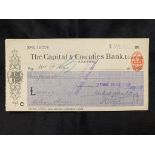 R.M.S. TITANIC: Relief fund cheque made payable to Florence Ware, Second Class Titanic passenger