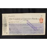 R.M.S. TITANIC: Titanic relief fund cheque for bedroom steward Joseph Gill, made payable to Mrs S.