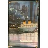 CUNARD: Queen Elizabeth at New York 1960s poster 40ins. x 25ins. A/F.