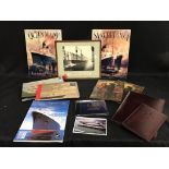 MARITIME PHOTOGRAPHS: Reprinted photographs of four funnel ships, Queen Mary, United States, five