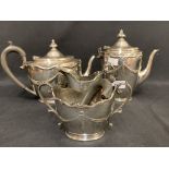 WHITE STAR LINE: First Class Goldsmiths and Silversmith Company four piece tea set, marked with