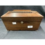 19th cent. Walnut tea box with brass bound decoration, plus a 19th cent. rosewood sarcophagus