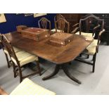 19th cent. Mahogany D end dining table with single leaf.