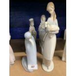 Lladro: Ceramic figures of ladies mostly with animals. Ranging from 6ins to 10½ins.