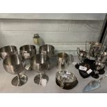 Automobilia: A selection of plate tankard, trophies, ashtrays, pin dishes, and five stainless