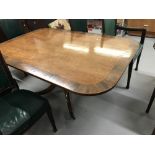 Early 19th cent. Regency rosewood inlaid rectangular tilt top table. On single column with four