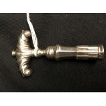 Corkscrews/Wine Collectables: 19th cent. Dutch silver pocket corkscrew with fluted scroll handle,