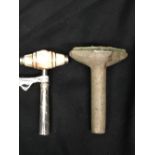 Corkscrews/Wine Collectables: 18th cent. Travelling screw. Silver with mother of pearl mallet form
