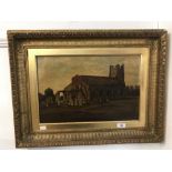 19th cent. English School: Oil on canvas, inscribed on reverse Orford Church Suffolk 1885. 17ins.