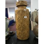 Ceramics: c1972 West German decorative vase, oatmeal glaze 'Amsterdam Onion' pattern. Height 21½