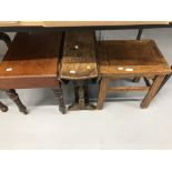 19th cent. Mahogany commode, oak drop leaf table and a footstool (3).