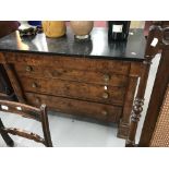 French Empire marble topped commode with pillar supports.