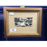Agnes Miller - Parker (1895-1980): 1937 Wood cut 'Watermill', signature, annotation on reverse of