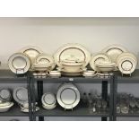 20th cent. Ceramics: Grindley cream petal ware, red band, gilt edge dinner ware, soup tureen & cover