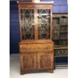 Early 19th cent. Classical style secretaire bookcase. Flame mahogany with inlaid decoration in