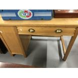 20th cent. Beech desk with single drawer above kneehole. 43ins. x 30ins. x 23½ins.
