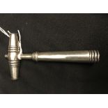 Corkscrews/Wine Collectables: 19th cent. Continental silver picnic corkscrew, ribbed mallet form