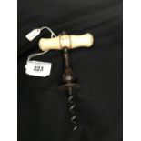 Corkscrews/Wine Collectables: Henshall patent 1795 no 2061, early example with bone handle, baluster