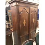 19th cent. French walnut Armoire with lozenge, ebony and boxwood inlay. Width 53ins. x 76ins. Tall.